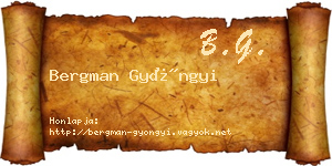 Bergman Gyöngyi névjegykártya